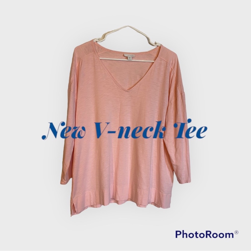 J.Jill NWOT V-neck Pink Tee Long Sleeve